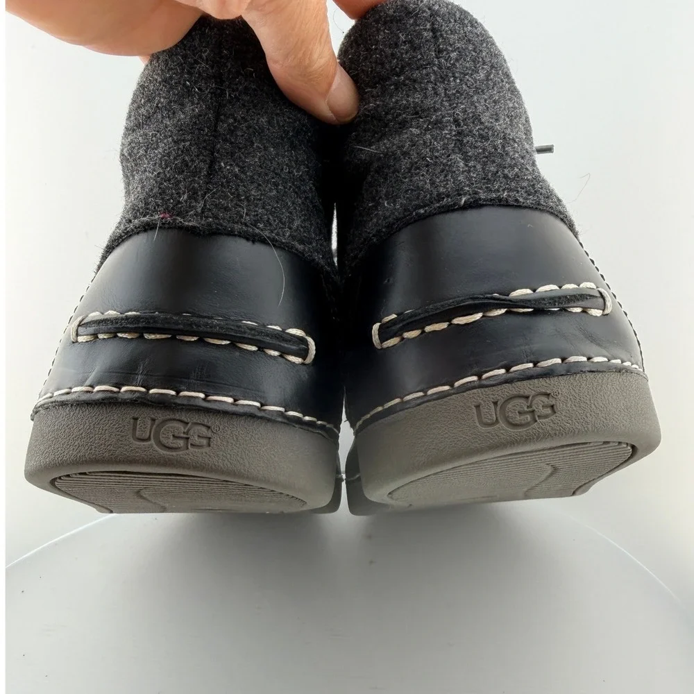 UGG Australia Kaldwell Chukka Boots Mens 13 Black Leather Wool Vibram 1003885